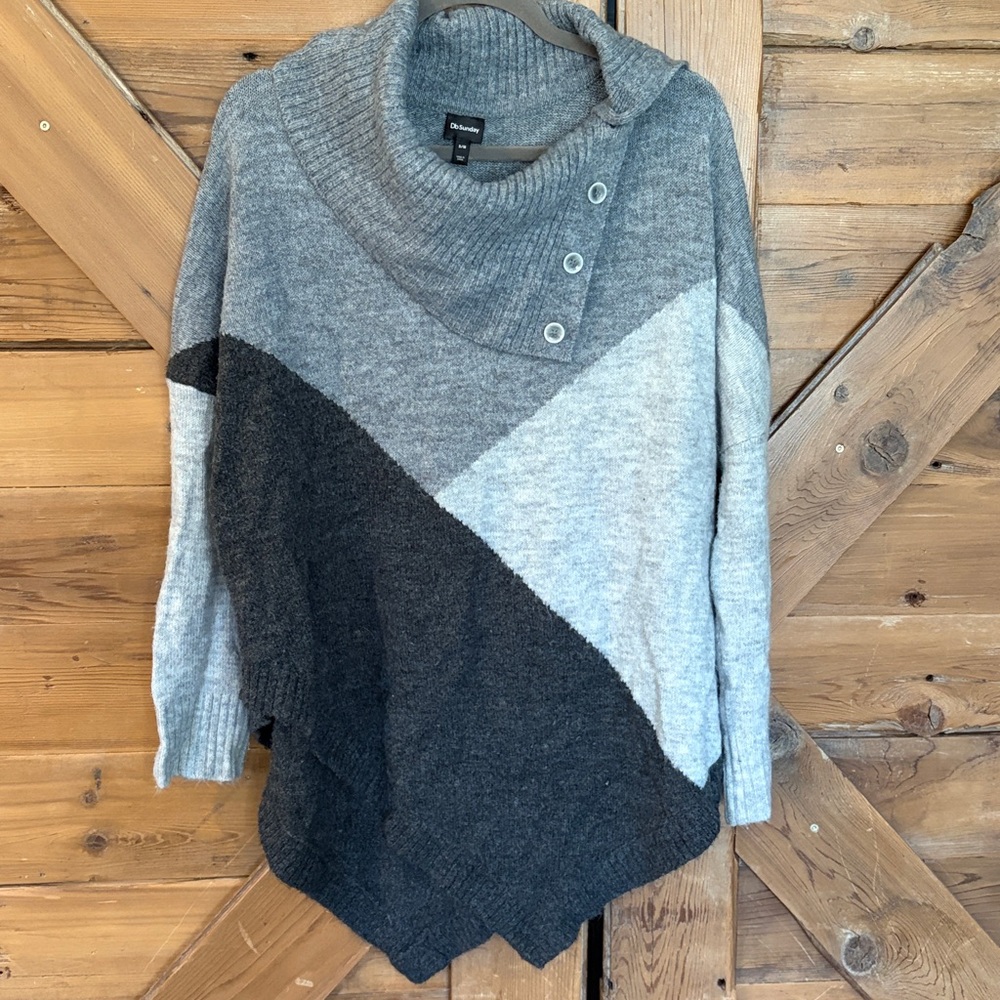 Db Sunday Gray Knit Cowl Neck Sweater